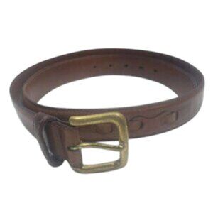 Cole Haan Leather Belt Genuine Leather Brass Buckle 40/100 Made in USA